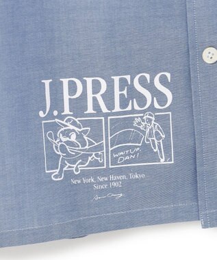 J.PRESS MEN 【AaronChang】【UNISEX】コットンダンガリー オープンカラーシャツ / Baggy-Fit ブルー系