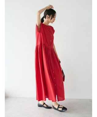 CRAFT STANDARD BOUTIQUE インド綿フレンチスリーブワンピース Red