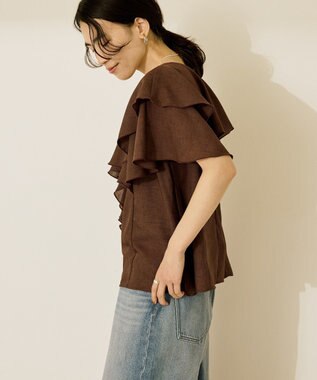 AMERICAN HOLIC イージーケアフリルシャツ Chocolat