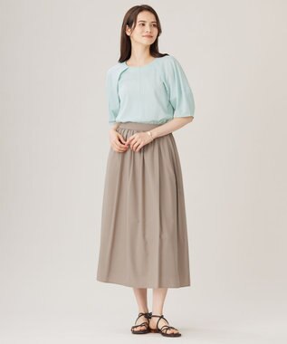 自由区 【洗える】ランダムタック スカート ダークサンド