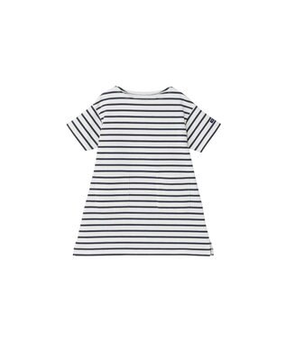 HELLY HANSEN 【キッズ・速乾・UVカット・抗菌防臭・記名ラベル付】ショートスリーブHHリフトマリンボーダーワンピース オフホワイト×ディープネイビー