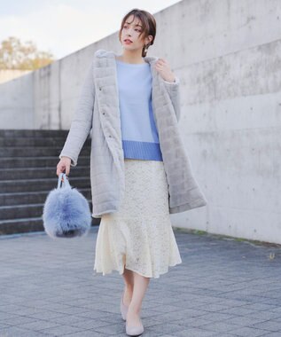 Tiaclasse 【2WAY】エコファーキルティングリバーシブルコート グレー