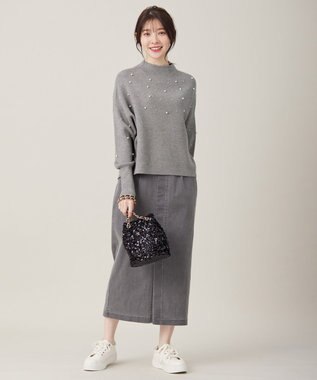 ANY SIS S 【洗える】ストレッチライトデニム スカート グレー