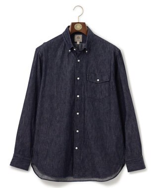 J.PRESS MEN デニムルックツイル ボタンダウンシャツ ネイビー系
