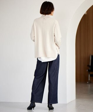 自由区 【洗える】ウールカシミヤブレンドハイネック ニット シャンパンベージュ