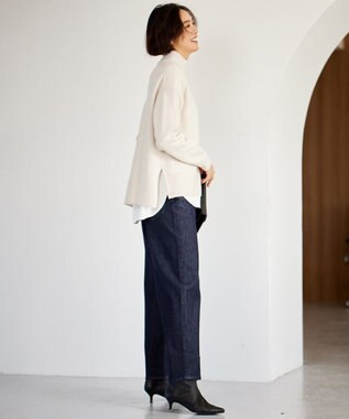 自由区 L 【洗える】ウールカシミヤブレンドハイネック ニット シャンパンベージュ