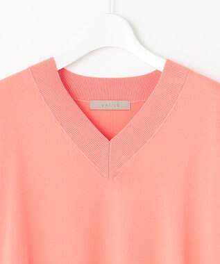 UNFILO 【抗菌防臭】スタイルアップニット NEW Ｖネック ピンク