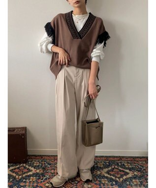 Green Parks フリンジベスト Brown