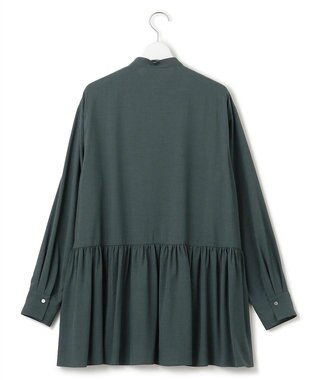 23区 L 【洗える】ドレープドビークロス チュニック ブラウス グリーン系