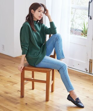 Tiaclasse 【新色追加・洗える】ランダムリブ編みドルマンニットチュニック グリーン