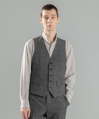 新柄【洗える/ストレッチ/シワになりにくい/セットアップ対応可】クールドッツストレッチ ジレ