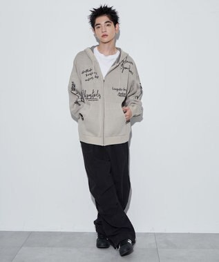 WEGO 【ユニセックス着用ITEM】ジャガードロゴジップパーカー ホワイト