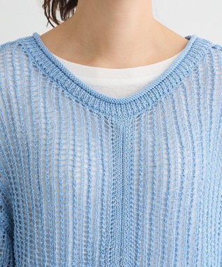 Green Parks ＳＥＴ２点２ｗａｙシャーリングニット＋インナー Sax