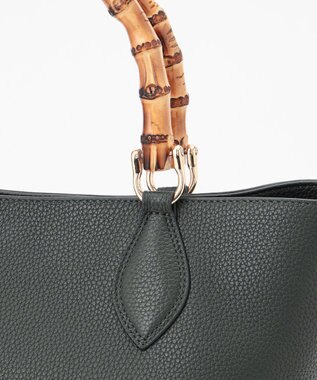 23区 バンブーハンドルトートバッグ ダークグリーン系