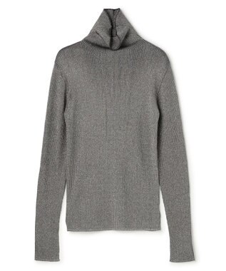 uncrave ラメニット タートルトップス シルバーグレー