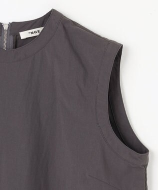 NAVE 【ReNAVE・洗える/撥水加工/接触冷感/UVケア/セットアップ】ナイロンタスラン ノースリブラウス グレー系