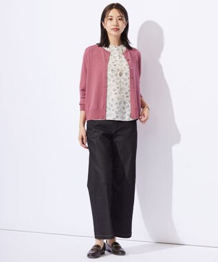 J.PRESS LADIES S 【洗える】ハイパワーデニムツイル ワイド パンツ ブラック系