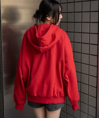 WEGO グラフィックビッグプルパーカー レッド