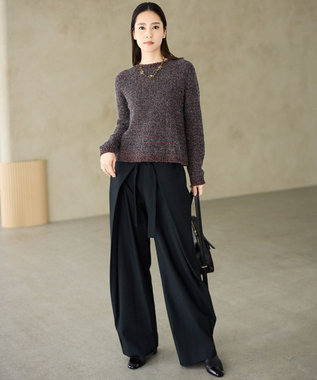 自由区 L 【SHIHOさん着用】フロントディテールラップワイド パンツ ブラックⅡ