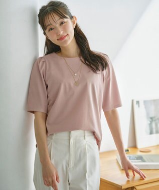 ANY SIS 【UVカット・接触冷感・撥水・汗ジミ防止】プレーティングジャージー タックスリーブ カットソー ローズグレー