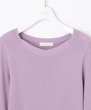 ANY SIS 【洗える】ネックポイントリブ ニット ライラック