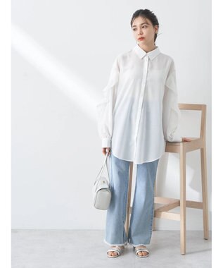 earth music&ecology フリルスリーブシャツ Ivory