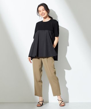 #Newans 【洗える】ジョーゼットテーパードパンツ ベージュ系