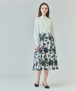 GRACE CONTINENTAL フラワージャガードテーラードレス キナリ