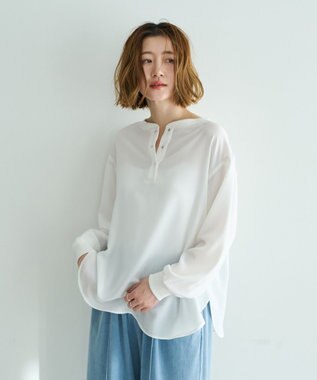 YECCA VECCA 2wayリブMIXジョーゼットブラウス