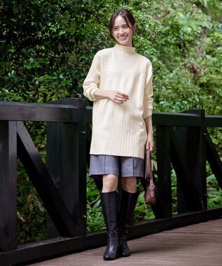 Tiaclasse 【新色追加・洗える】ランダムリブ編みドルマンニットチュニック オフホワイト