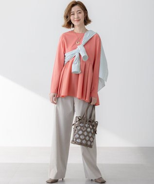 23区 L 【Oggi5月号掲載/洗える】リネンレーヨンストレッチ ワイド パンツ ベージュ系