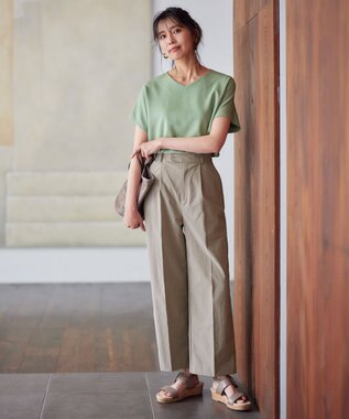 ANY L Vネックフレンチスリーブ プルオーバー ライトグリーン