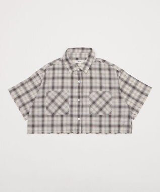 WEGO ショートチェックシャツ（S） ホワイトアイボリー