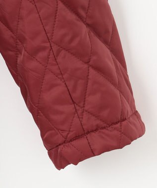 自由区 L 【洗える】ブライトキルト フード付きコート レッド系