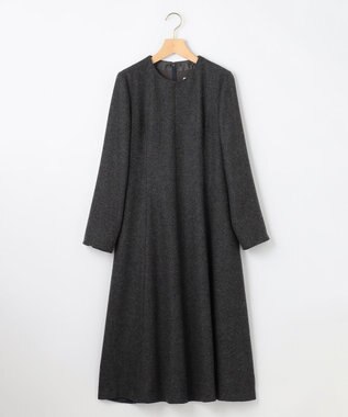 組曲 【2WAY】ラメフラノ フリル襟ワンピース チャコールグレー系