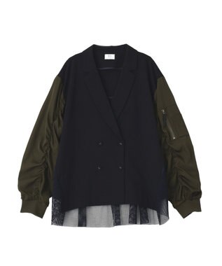 YECCA VECCA 異素材MIXテーラードジャケット Navy