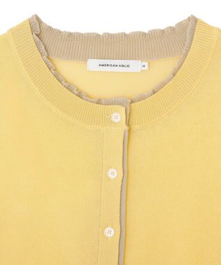 AMERICAN HOLIC 配色フリルレイヤードカーディガン Yellow