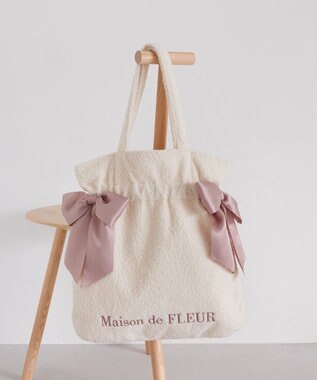 Maison de FLEUR ボアダブルリボントートバッグ