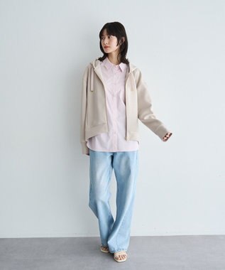 YECCA VECCA バックプリーツZIPフーディー Light Beige