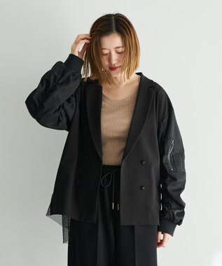 YECCA VECCA 異素材MIXテーラードジャケット Black