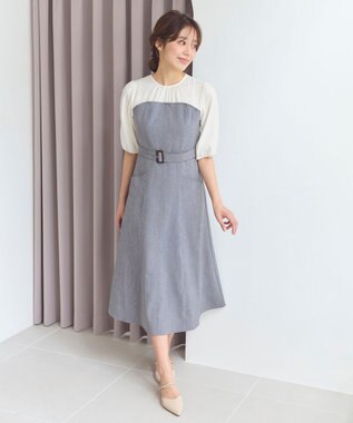 Feroux ドッキング風ワンピース ライトグレー系