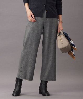 J.PRESS LADIES T/W シャブレーツイル セミワイド パンツ ライトグレー系