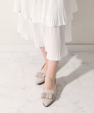 Bridget Birkin ＜2E＞【Bridget Birkin Walk】グログランリボンオペラパンプス ベージュエナメル