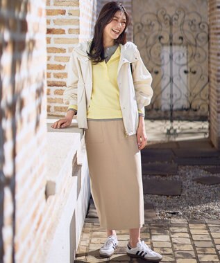 ANY クリアラメフライスヘンリーネックプルオーバー イエロー