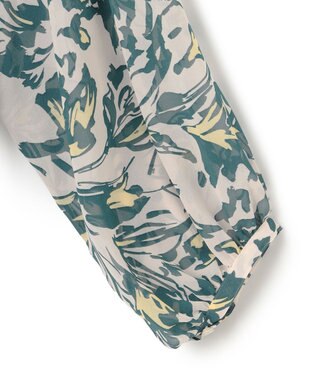 23区 【洗える】ニュアンスフラワー プリント ブラウス ダークグリーンプリント