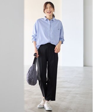 ANY L 【裏起毛/ウエストゴム】ウォームテーパードパンツ ブラック