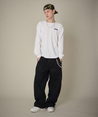 WEGO 【ユニセックス着用ITEM】ステッチカラーチノパンツ ブラック