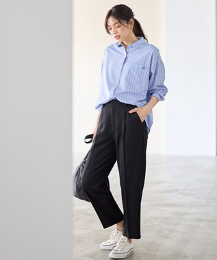 ANY L 【裏起毛/ウエストゴム】ウォームテーパードパンツ ブラック