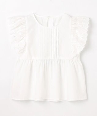 組曲 KIDS 【150-160㎝】レースペプラム ブラウス オフホワイト
