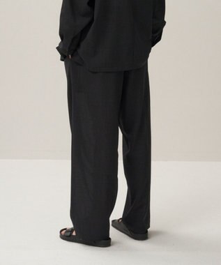 ATON TWIST WOOL TROPICAL | ツータックイージーパンツ - UNISEX BLACK